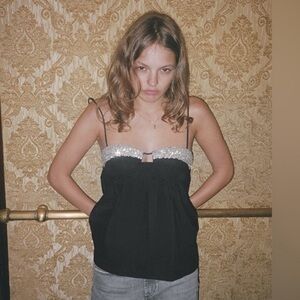 Rhinestone Poplin Top